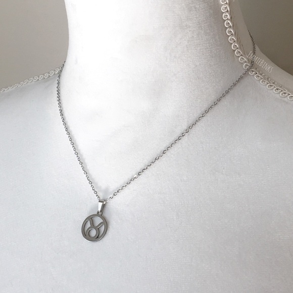 NWT Minimalist Taurus Zodiac Sign Stainless Steel Pendant Necklace ~ New Gift - Picture 2 of 11